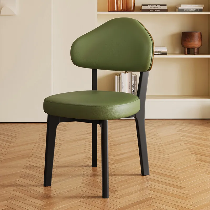 Modern Leather Dining Chairs Accent Nordic Wooden Dining Chairs Kitchen Restaurant Sillas Para Barra De Cocina ordic Furniture
