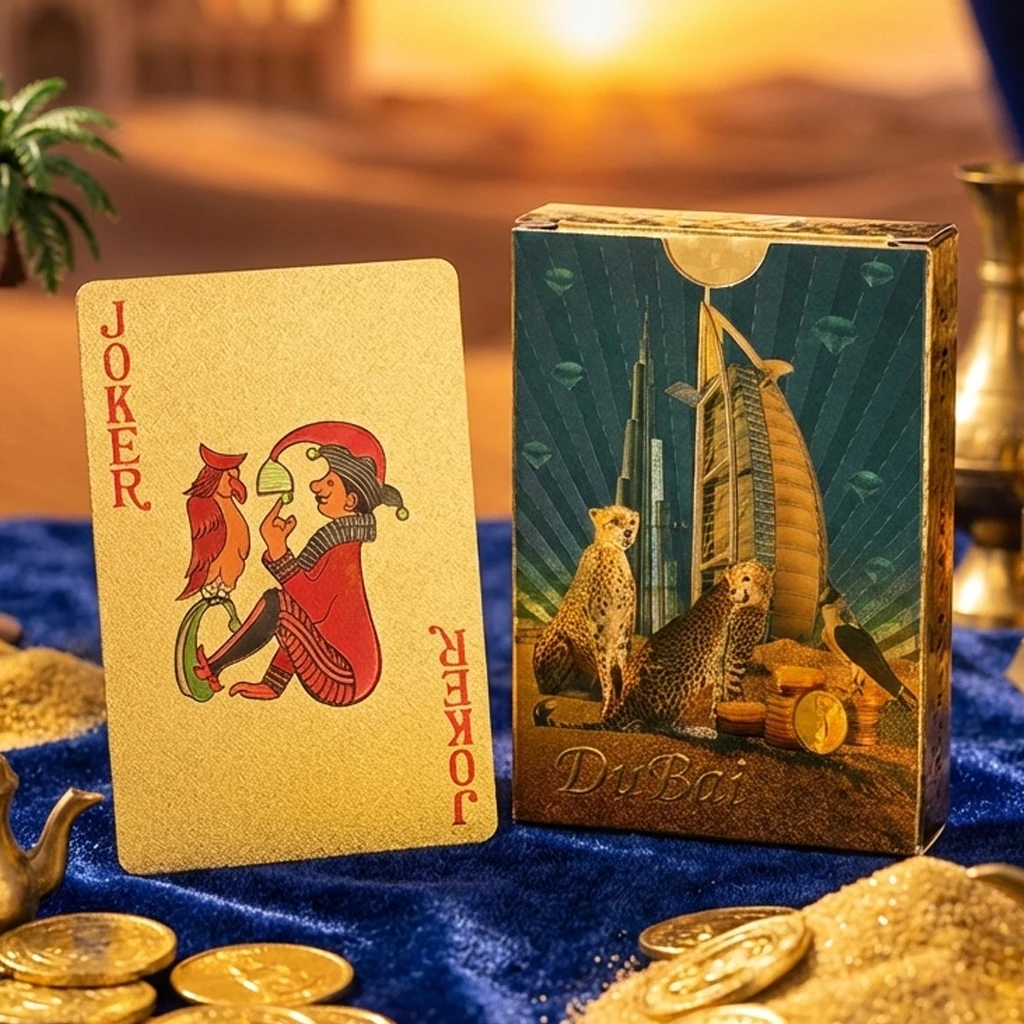 

Dubai Collection: 54 Pcs Premium Gold Foil Waterproof Playing Cards - Elegant Arabesque Style Poker Deck 9*6cm