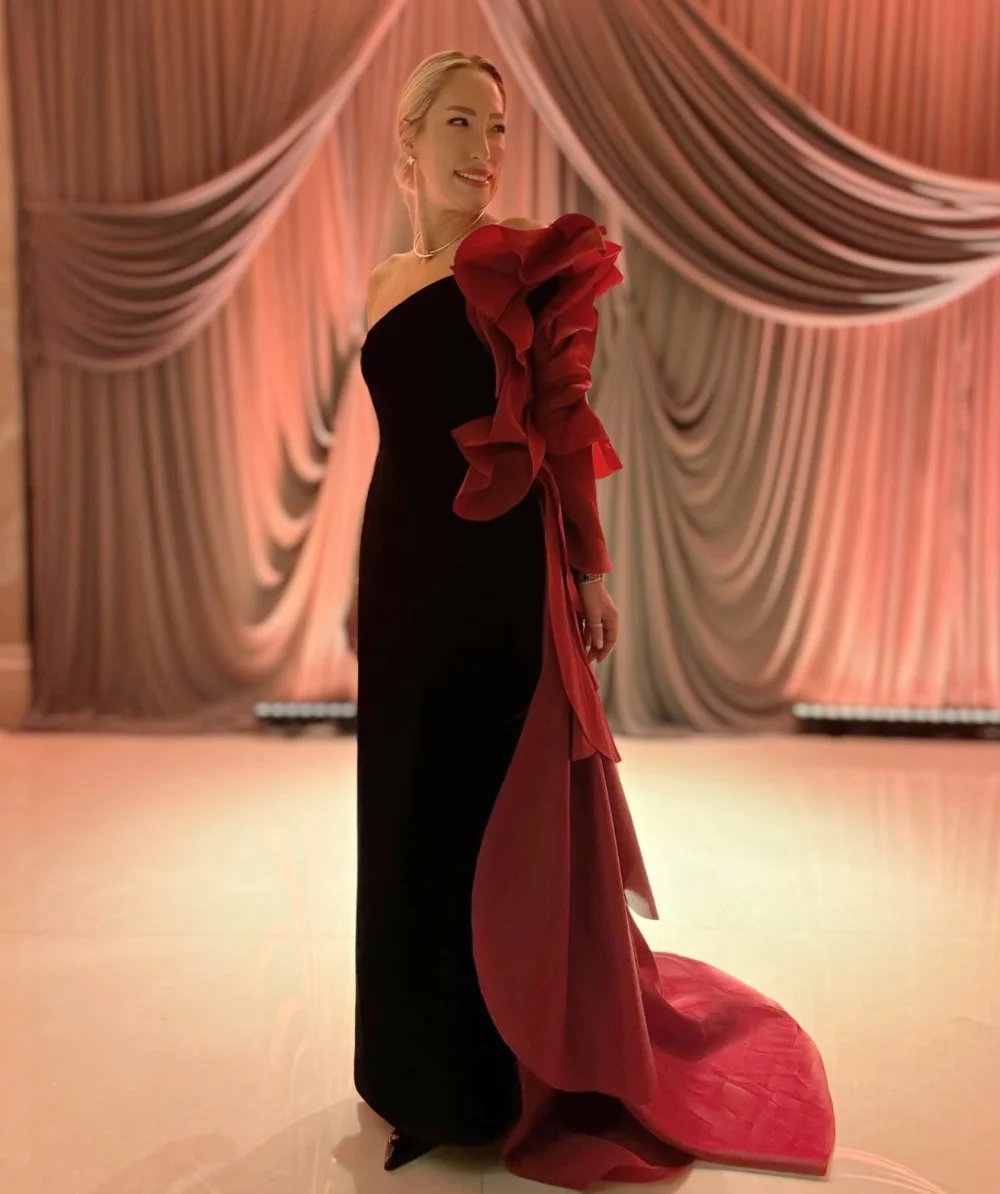 

Индивидуальные длинные вечерние платья на одно плечо с плиссировкой, рюшами и блестками, прямого кроя, на заказ, для особых случаев, доступны различные размеры