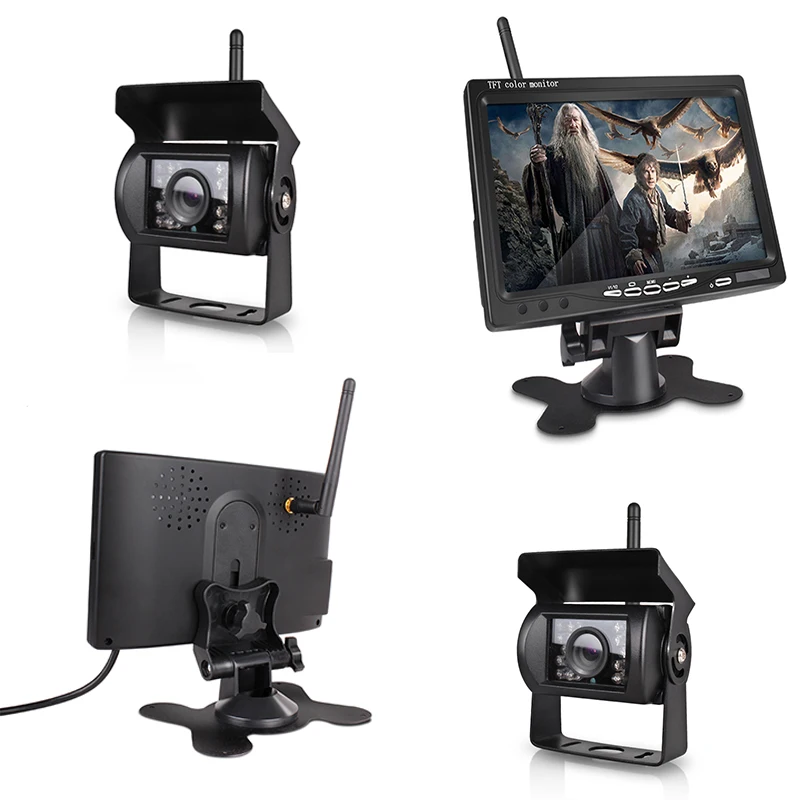 Wireless Car Backup Camera Monitor Night Vision 7 Inch Parking Security Reverse Camera System