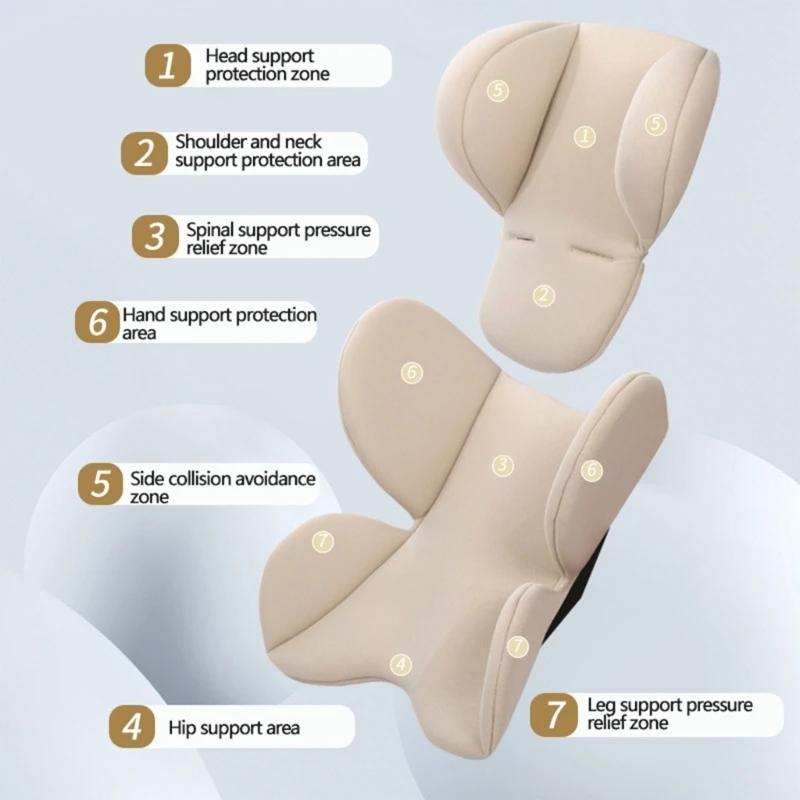 67JC وسادة عربة أطفال قابلة للتنفس وناعمة للرضع وسادة إدراج السيارة للفصول الأربعة وسادة دعم رقبة الطفل حصيرة مرتبة