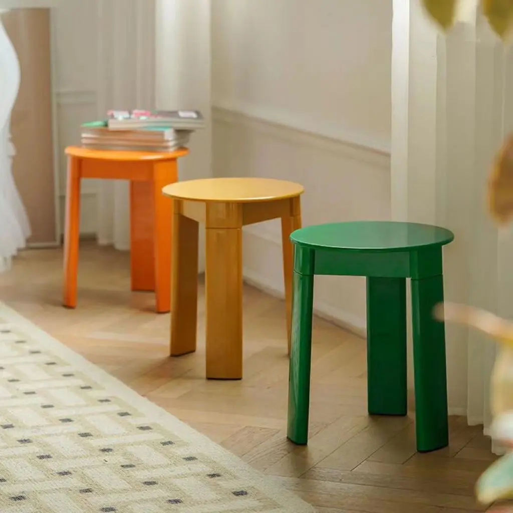 

Creative Mid-Century Round Stool: Designer Nordic-Inspired Dressing & Living Room Accent Piece