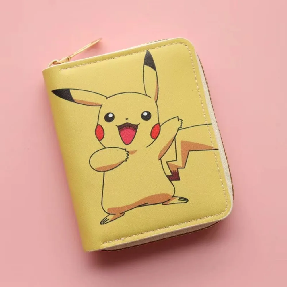 NEW Pokemon Wallet Japanese Cartoon Cute Coin Purse Around Pikachu Wallets Fashion Leather Zipper Wallet Children Birthday Gift