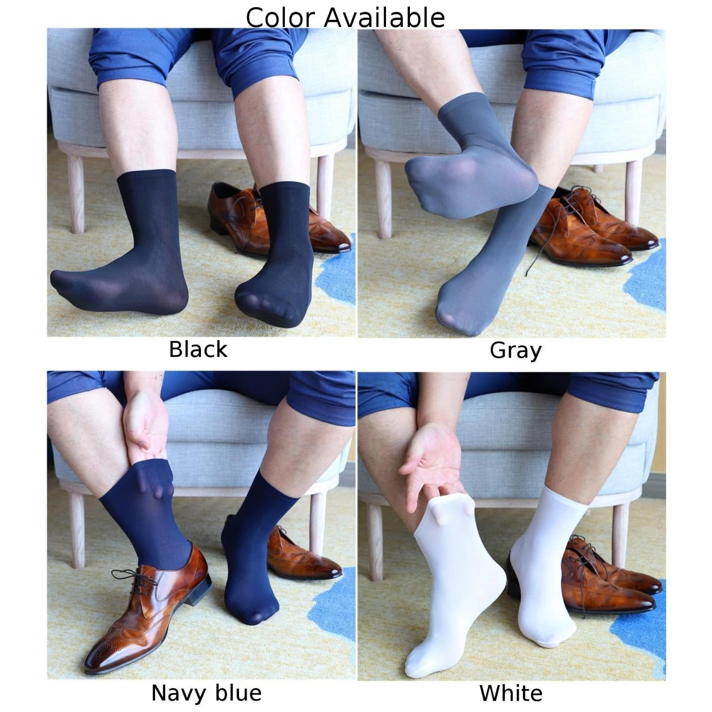 New Men Unisex Thick Socks Short Elastic Ultra-Thin Silky Silk Stockings Business Dress Stockings Casual Short Silk Men\'s Socks