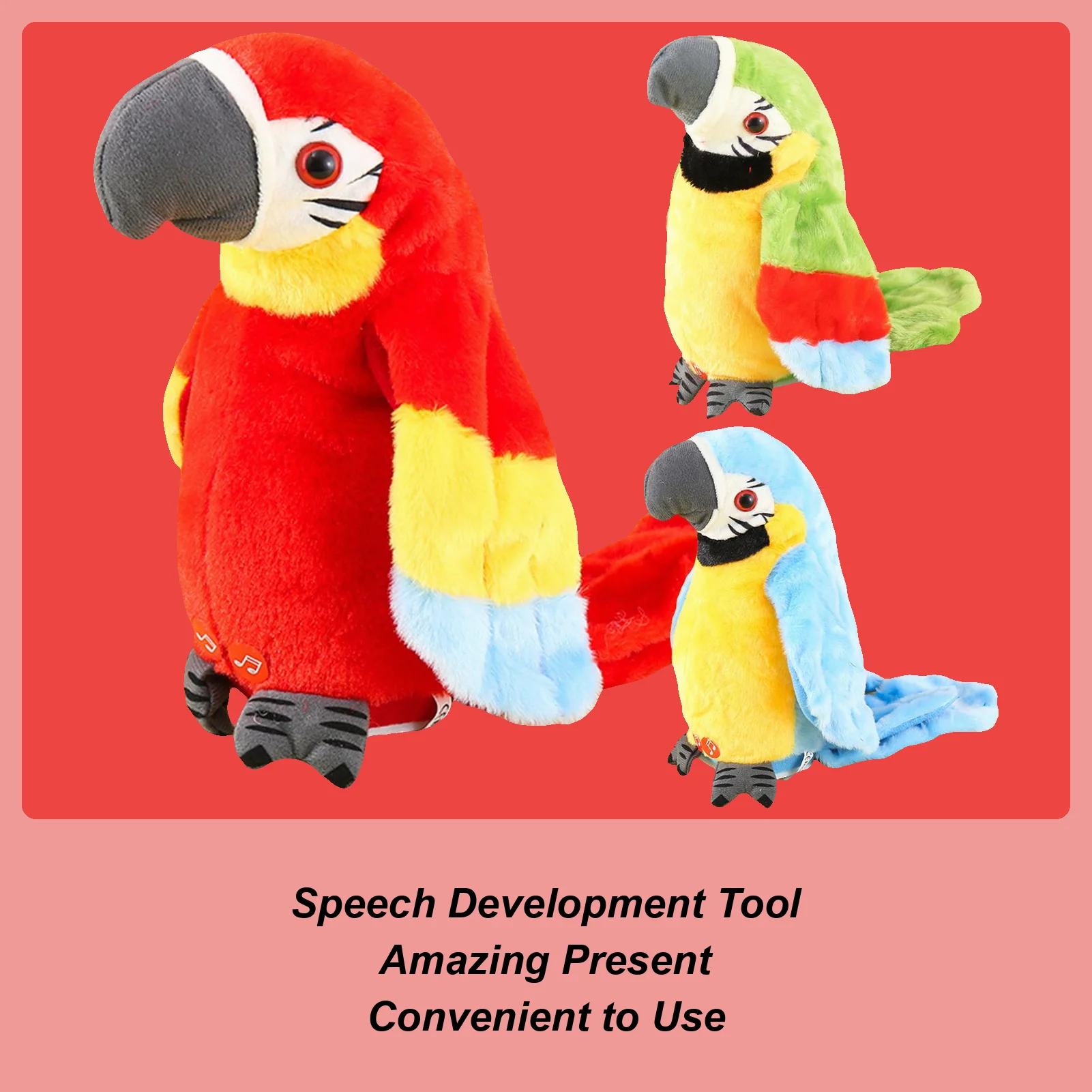 Talking Bird Toy Plush Bird Speaking Tool Realistic Twerking Parrot Educational Toy for Speech Training Birthday Travel Outdoor