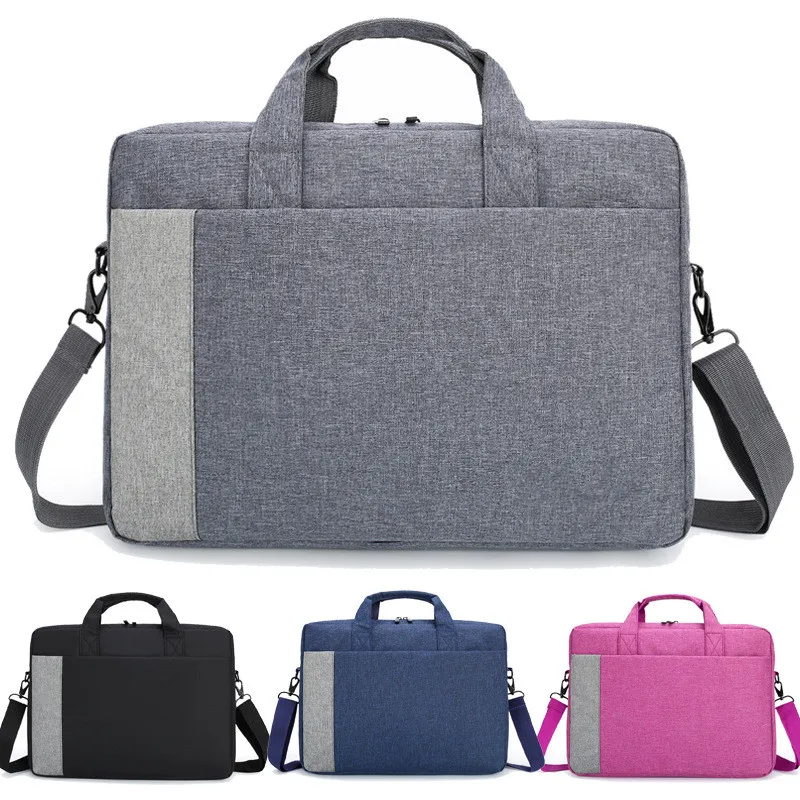 New Men's Color Matching One Shoulder Portable Business Notebook Briefcase