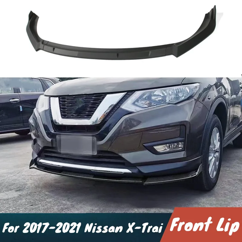 For 2017-2021 Nissan X-Trai 3pcs/Set Car Front Bumper Lip Chin Spoiler Splitter Bodykit Protection Guard Deflector Accessories