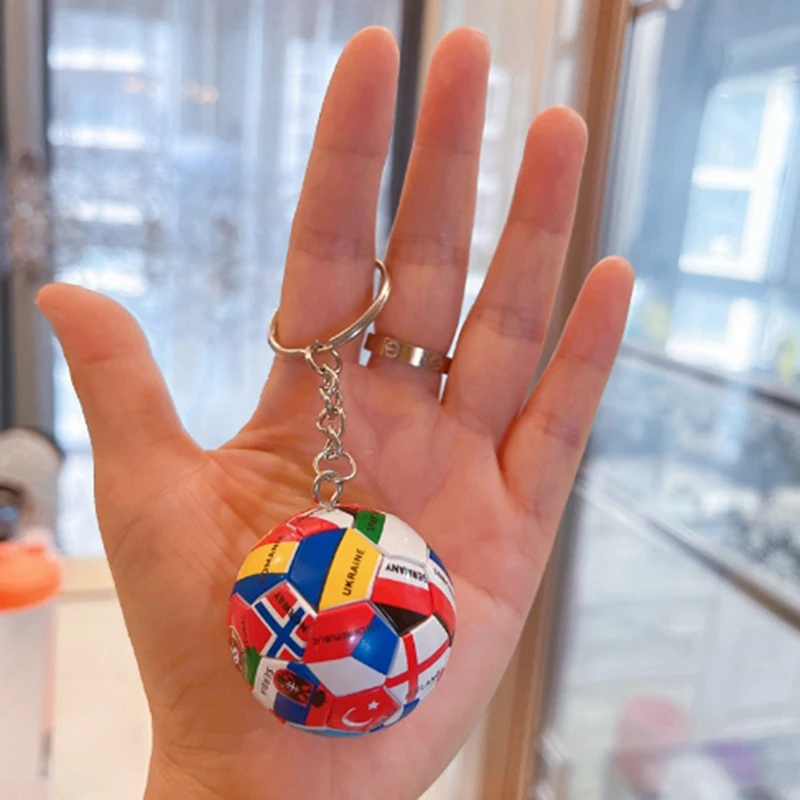 1Pc Simulation Sports Football Pendant Keychain Countries Ball Flag Key Chain For Car Bag Backpack Accessories Gift