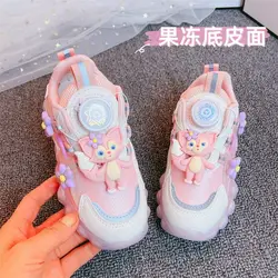 Disney Linabell scarpe sportive bambini pulsante rotante scarpe da Tennis ragazze Casual Sneakers carino Linabell Basket scarpe taglia 26-37