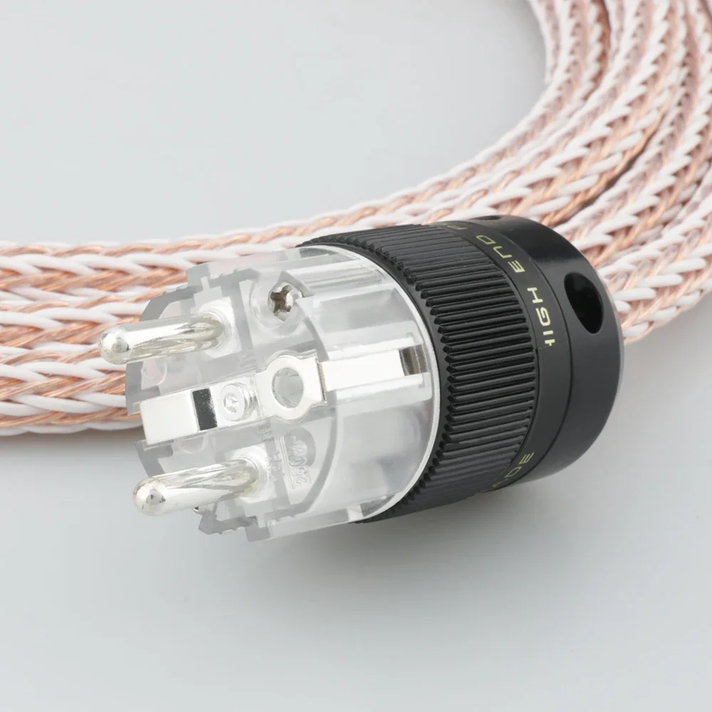 Cabo de alimentação CA europeu audiófilo HiFi 6N OCC 12TC com conector de alimentação Schuko EUR banhado a prata Cabo de alimentação HIFI
