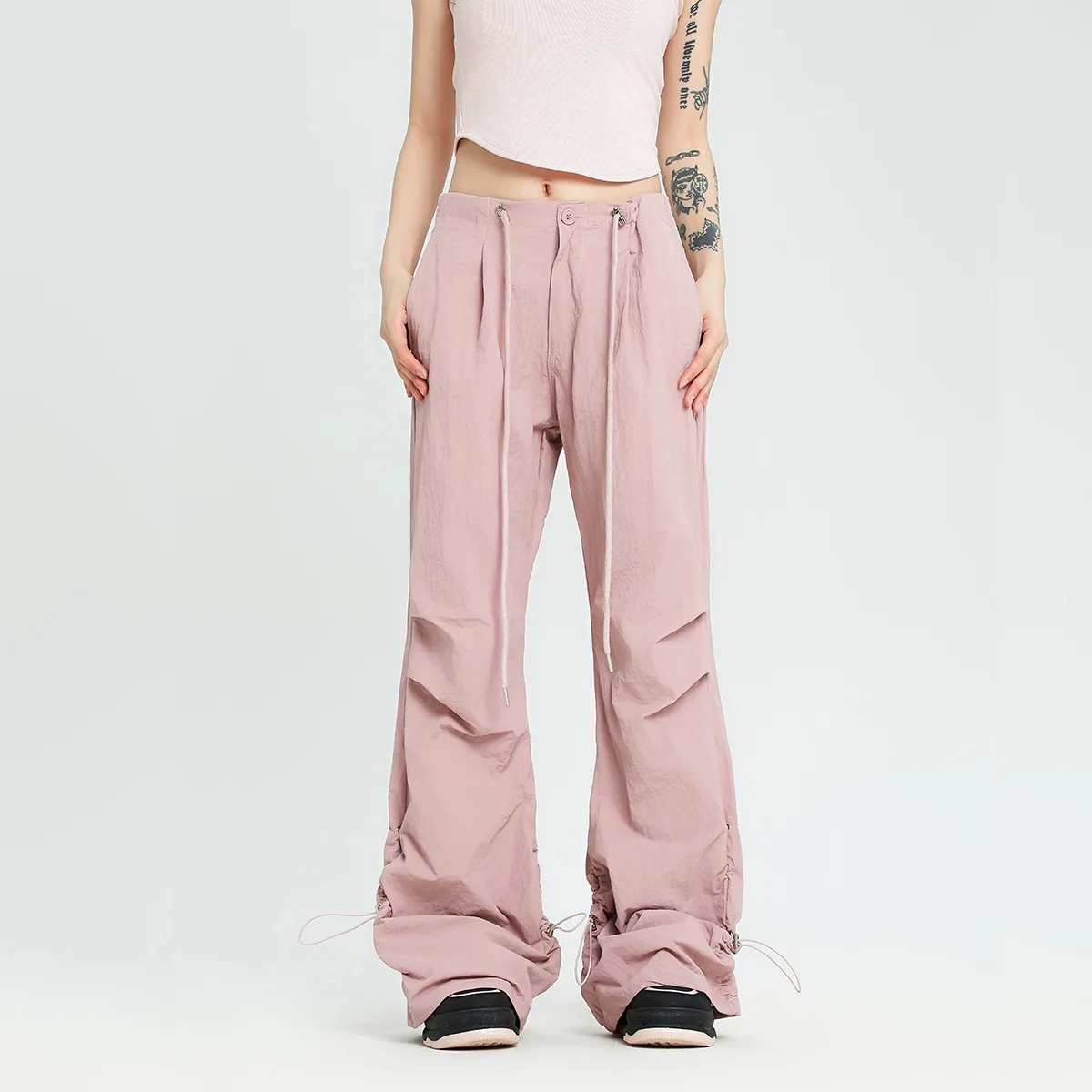 

2024 Spring Summer New Women's TrousersBell PantsMid Rise Casual Wide-leg Pants Fashion High Street