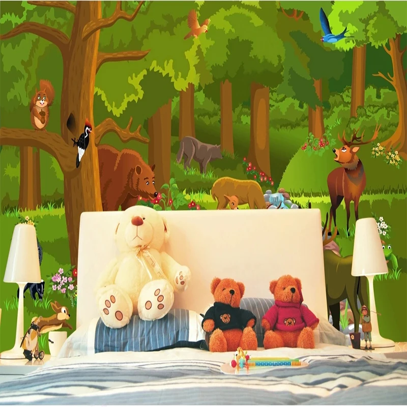 

Custom Photo Wallpaper Modern Cartoon Forest Animals Children's Room Background Wall Mural Creative Art Papel De Parede Fresco