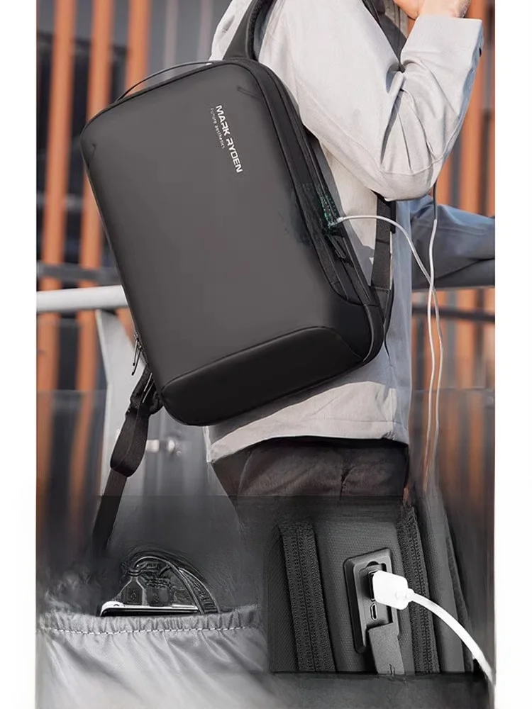 마크 라이든 남성용 경량 방수 6인치 노트북 백팩 옥스포드 천 캐주얼 스타일 지퍼 클로저 비즈니스 백팩