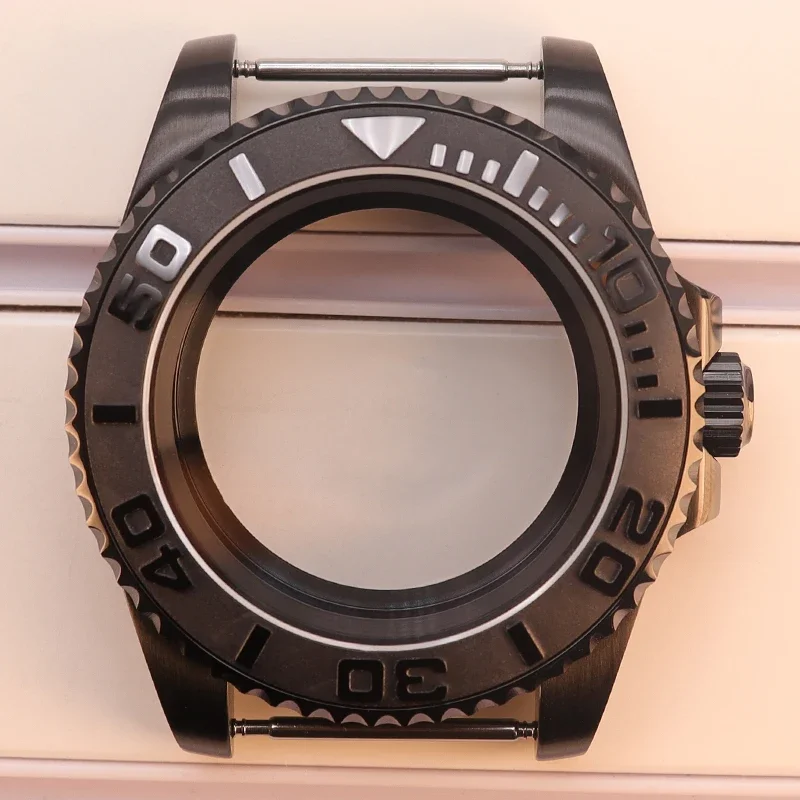 

Black 40mm Men Watch Case Sapphire Glass Black Yacht Bezel For Seiko NH35 Eta2824 Movement 28.5mm Dial