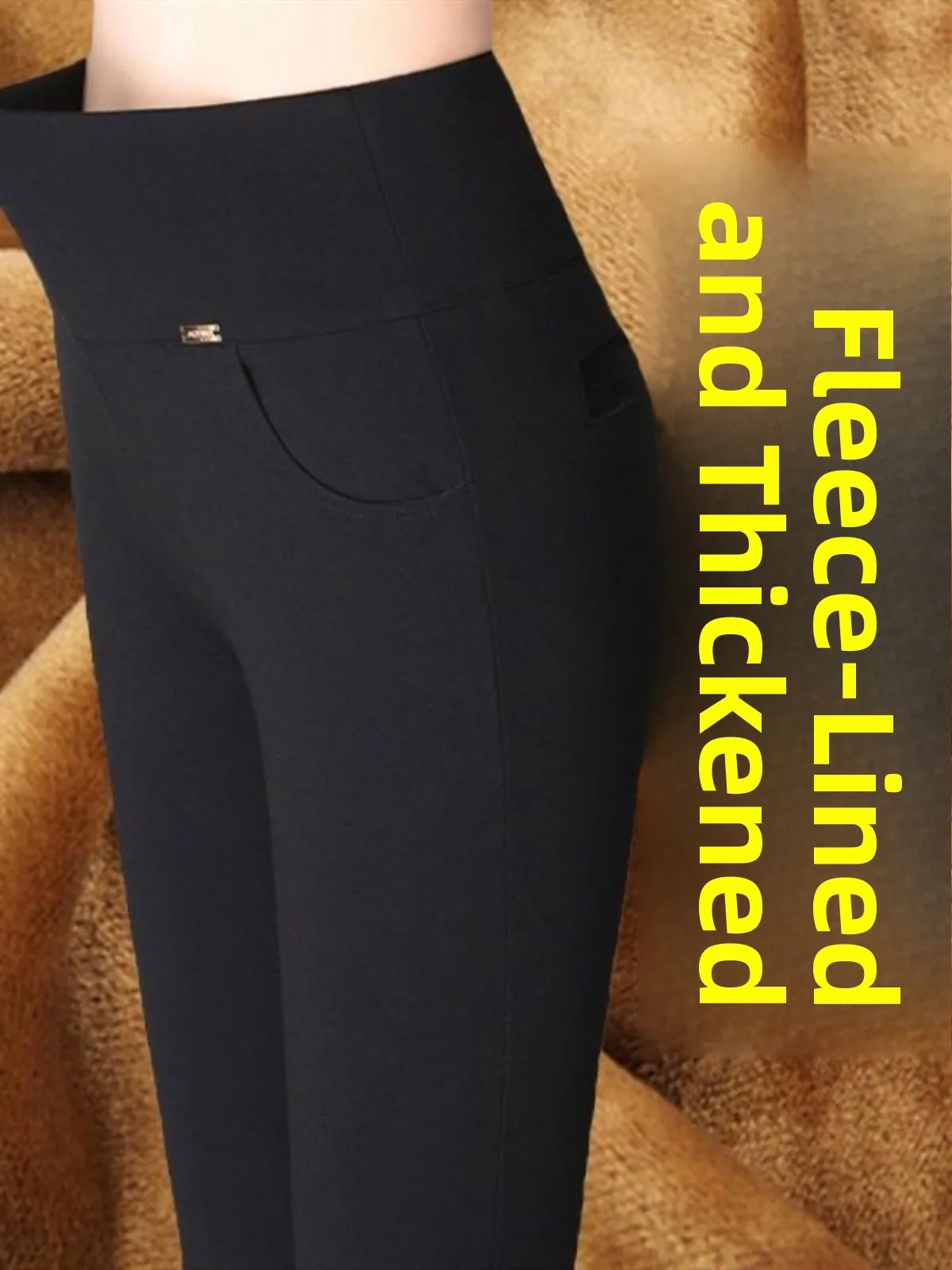 

Женские утепленные брюки-карандаш с высокой талией, на флисовой подкладке, больших размеров, эластичные, облегающие, черные, модные повседневные брюки для осени и зимы