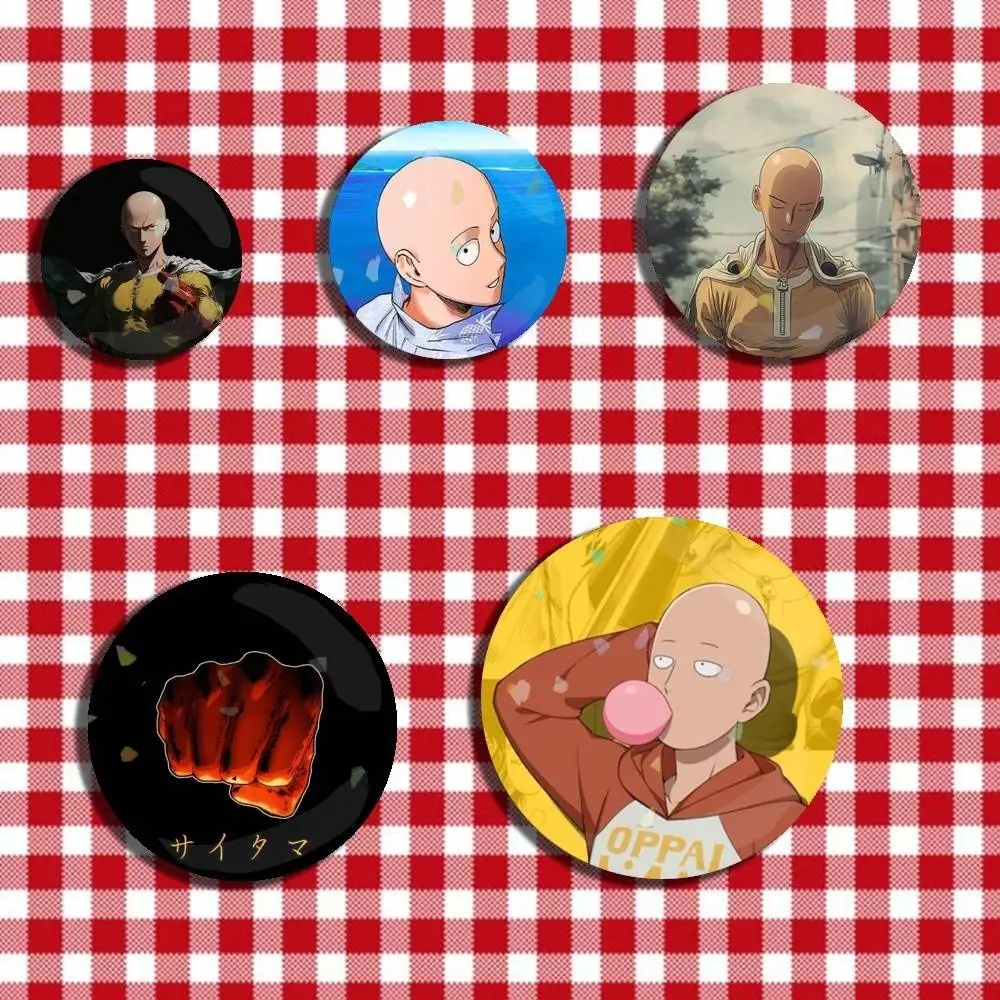 One P-Punch S-Saitama M-Man Badge Stage Brooches on Backpack Clothes Handmade Round Enamel Pins for Jewelry Gift Bag Accessory