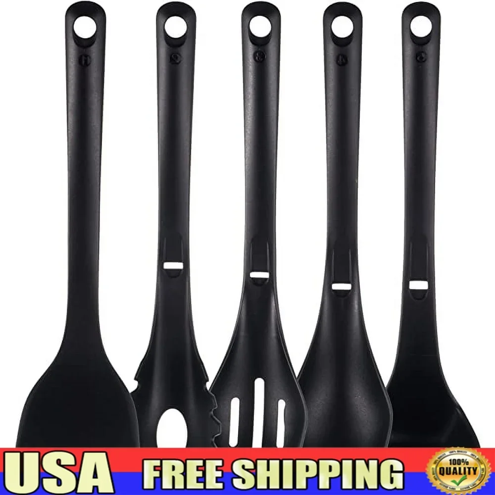 Utensili da cucina in silicone resistente al calore Set spatola forchetta per pasta cucchiaio solido cucchiaio a fessura utensili da cucina nylon durevole facile da pulire