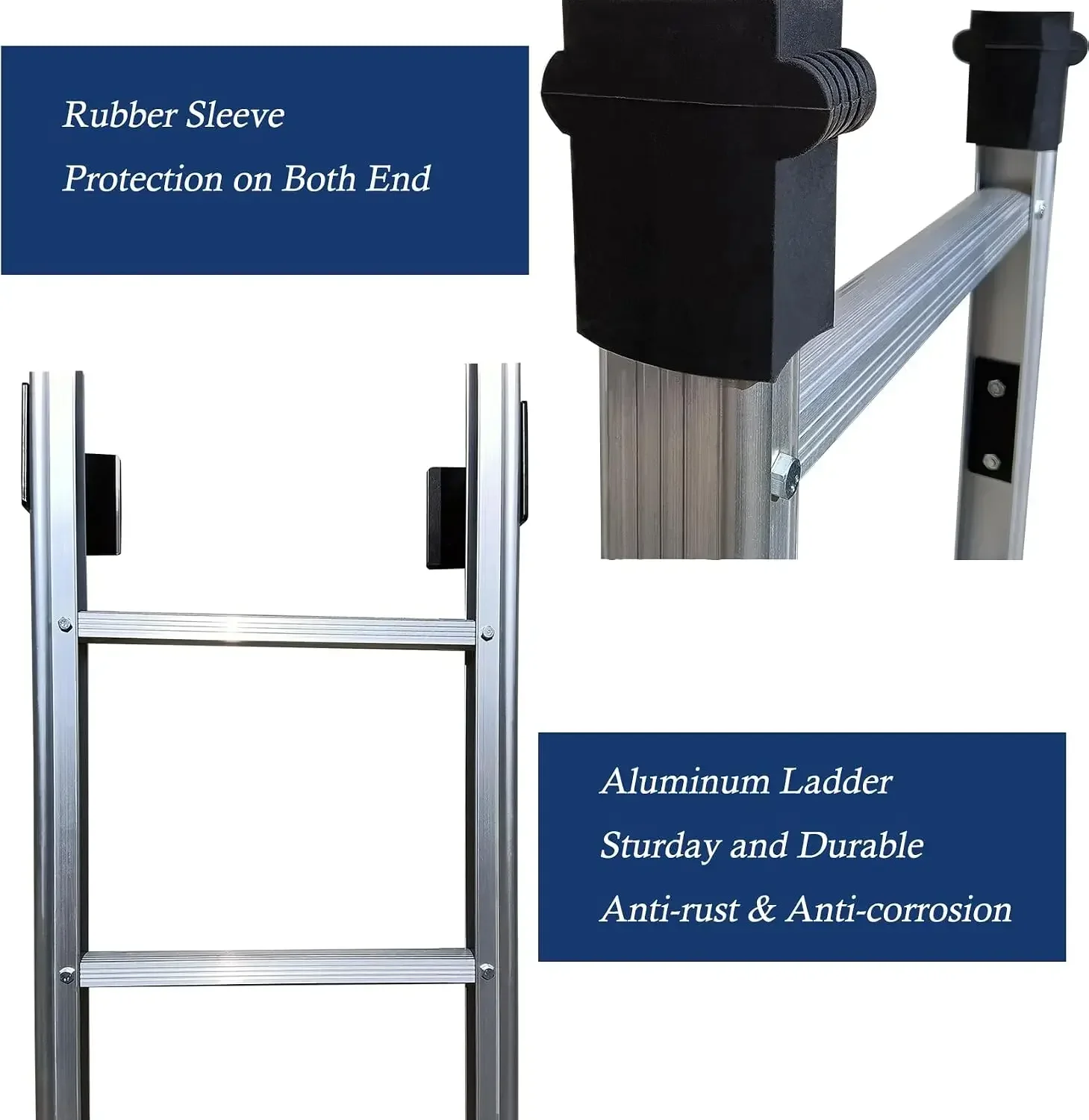 Basement Ladder 10 Rung, 9ft H Aluminum Window Well Ladder, Fire Escape Ladders in Humid Environments with Load Capacity up