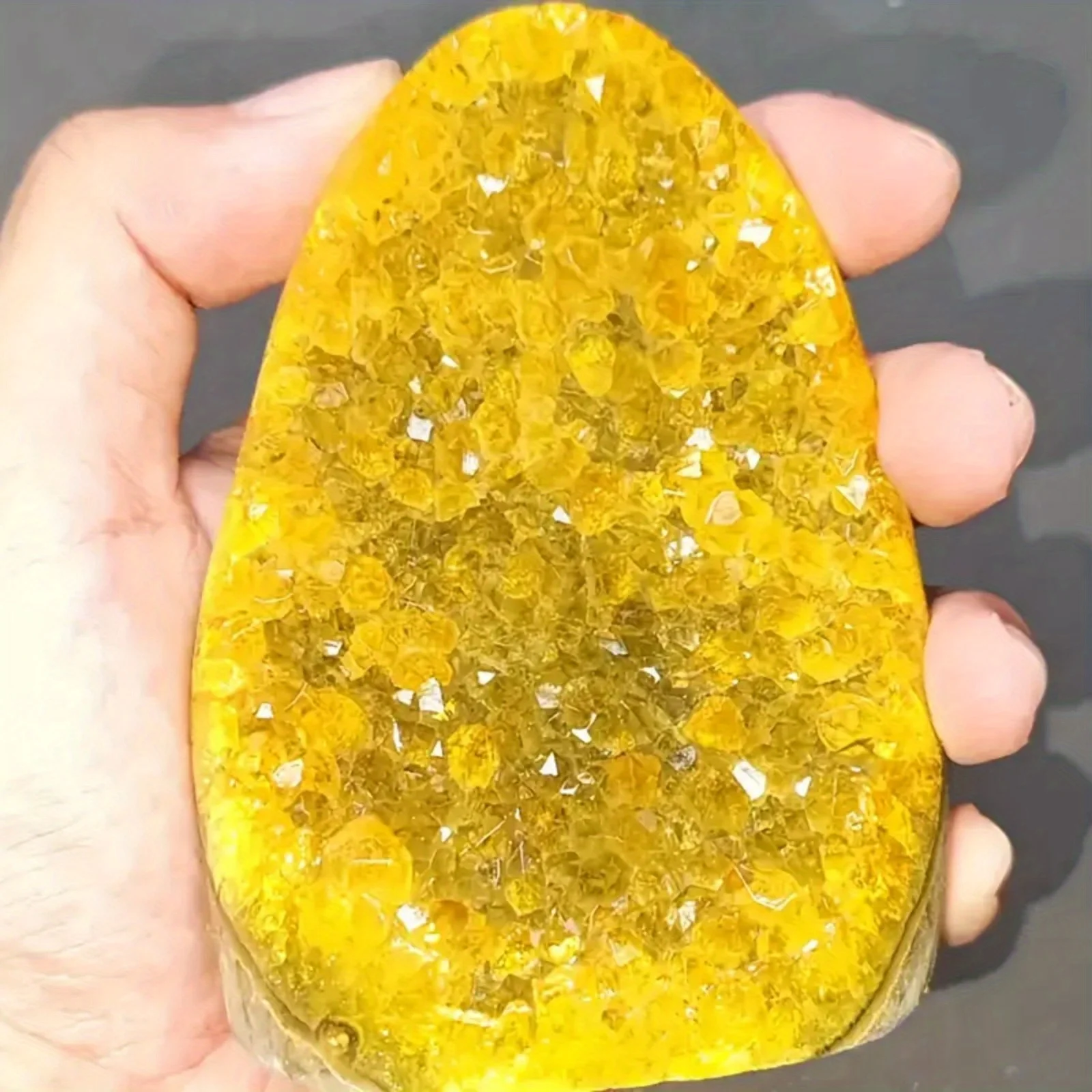 1pc Irregular Yellow Geode Quartz Crystal Home Decoration Desk Accessory The Perfect Gift for Crystal Enthusiasts During Holiday
