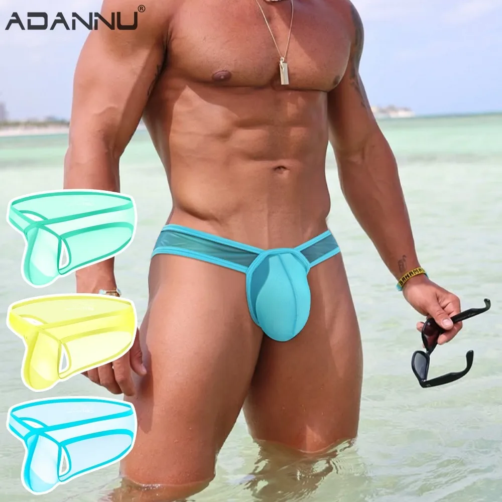 Ice 1-4PCS silk Transparent Men's Underwear Independent Large U Pouch Briefs Sexy Waist High Fork Underpants Men Sports Panties