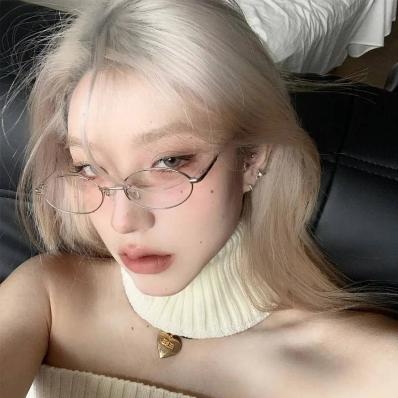 

Vintage Reading Glasses Women's Oval Metal Frame Glass Brand Designer Fashion Simple Metal Optical Frames Computer Glasses