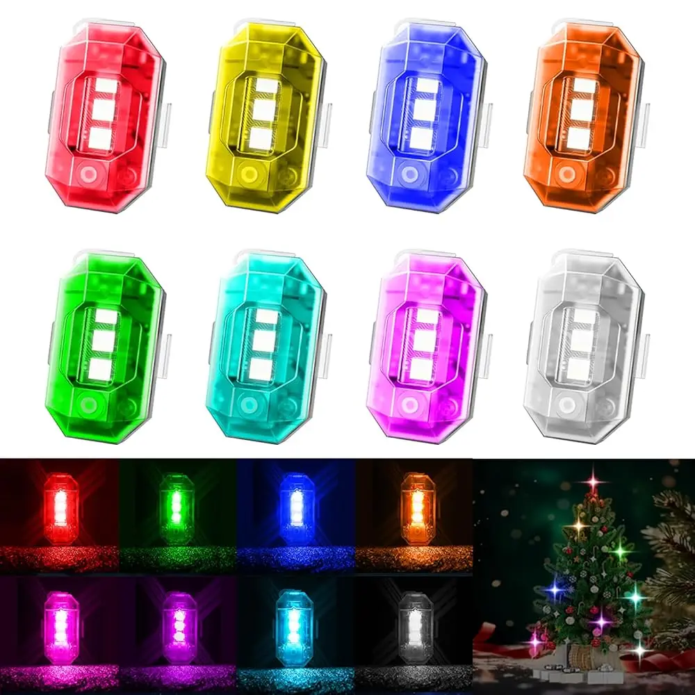 

Ailexpress Auto - 8 беспроводных светодиодных стробоскопов с пультом ДУ, RGB-светодиодные авиационные стробоскопы высокой яркости, 8 цветов W