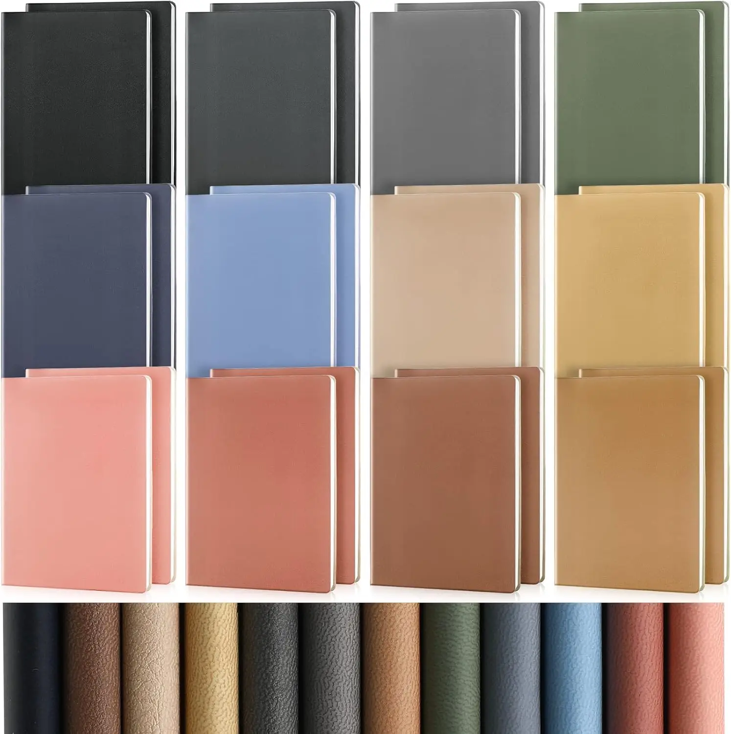

24 Pack A5 PU Leather Journals, Lined Notebooks 128 Pages, 8.1x5.6 Inches, Morandi Colors for Office School Writing