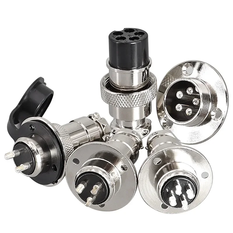 5/10sets GX12 16 20 Flange mounting 3-hole fixing aviation connector plug&socket 2/3/4/5/6/7/8/9/10/12/14pin circular connectors