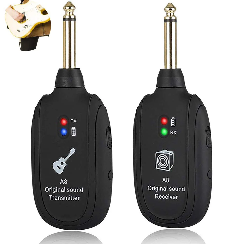 Guitar Wireless System 20Hz-20KHz Acoustic Transmission Rechargeable Transmitter Receiver for Electric Guitar Bass