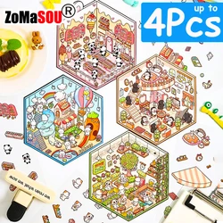 Cute 3D Landscaping Stickers Miniature Three-dimensional Scene Stickers Visual Stacking Christmas Gift for Children wholesale