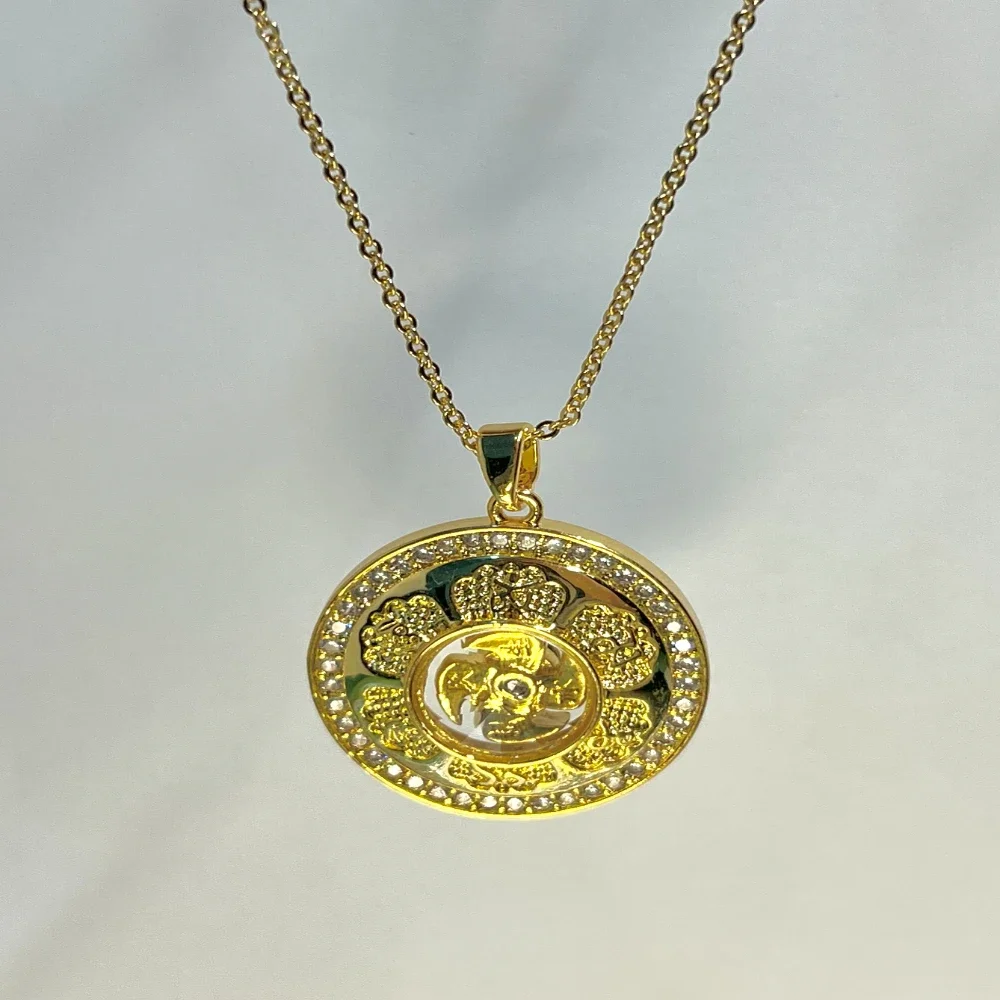 قلادة دوارة مرصعة بالألماس مستوحاة من الطراز العتيق، قلادة مجوهرات للجنسين للزينة الأنيقة