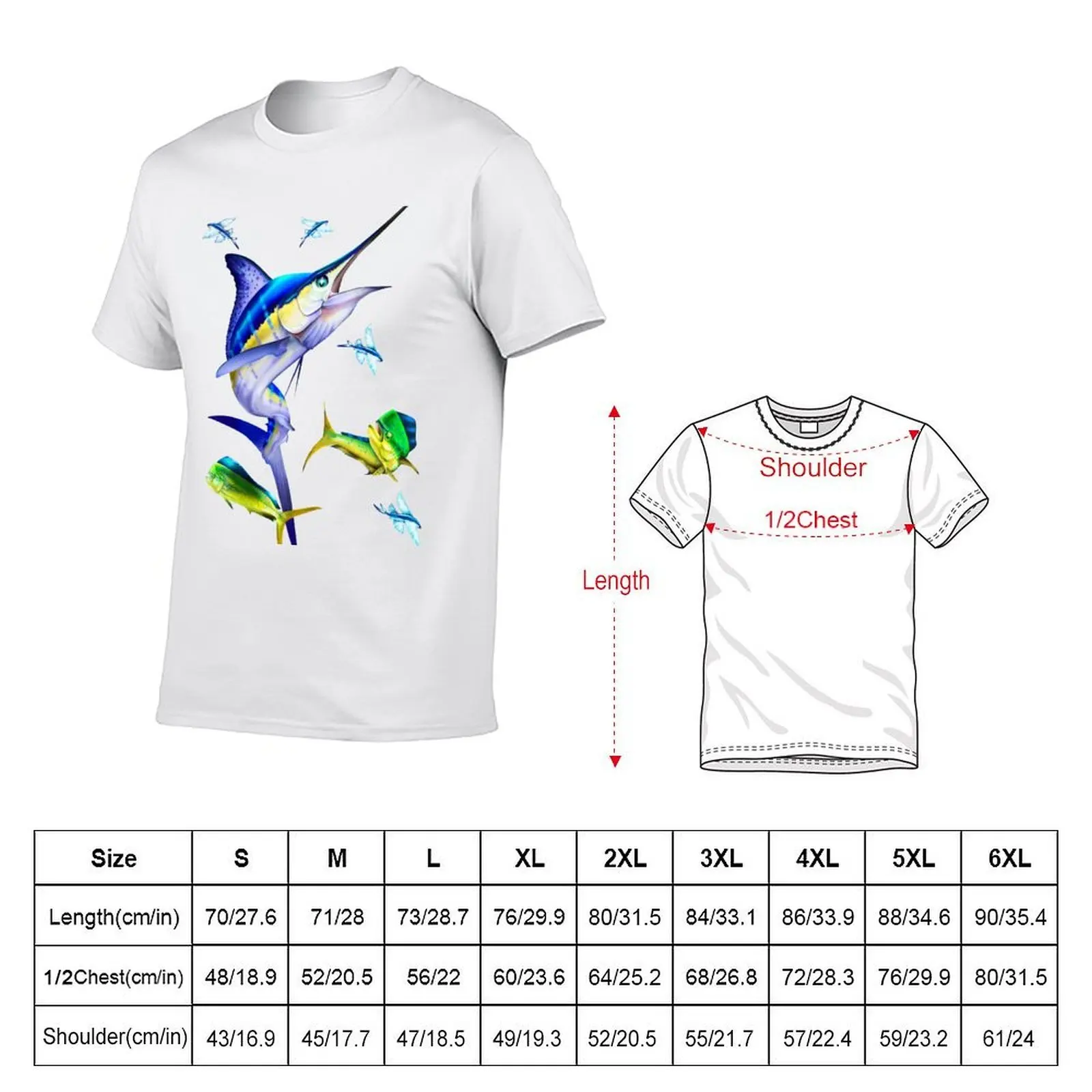 White Marlin and Mahi Mahi T-Shirt summer top shirts graphic tee Men's t shirts