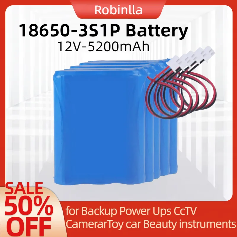 

12V 11.1V 3S1P 18650 Li-ion Battery Packs. Rechargeable for CCTV Camera,Backup Power Supply,UPS, Sweeper,LED Light. Battery Pack