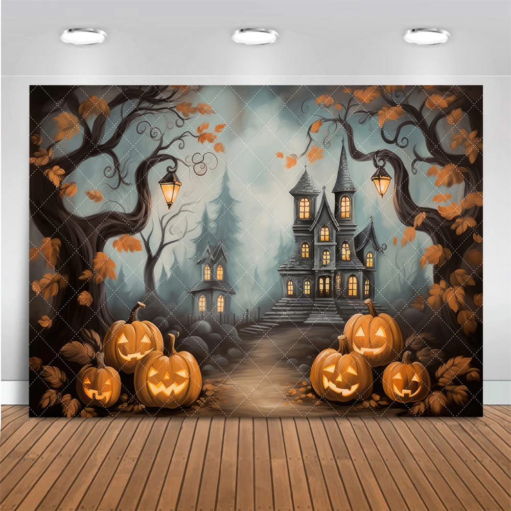 Halloween Party Photo Background Kids Family Portrait Photography Backdrop Haunted Mansion Castle Photo Studio Props