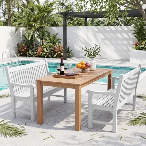 2-Person Outdoor Bench with 700 Lbs Weight Capacity, Poly Lumber Weatherproof Garden Bench Seating for Porch, Balcony