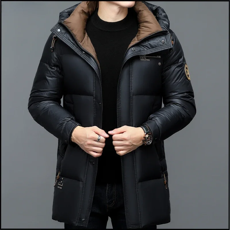 Kleidung Neue 2024 Winter Weiße Ente Unten Jacke Einfarbig Mantel der Männer Dicke Warme Winddicht Business Casacas Para hombre