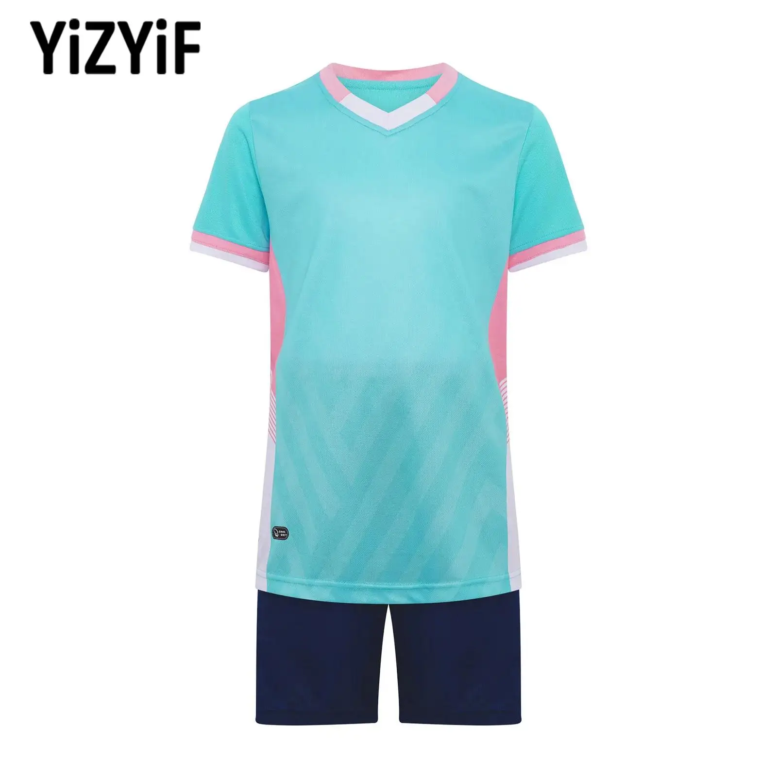 

Kids Football Uniform for Boys Quick-Drying Sports Set Short Sleeve Stylish Striped T-shirt+Shorts Sports Training Match Suits