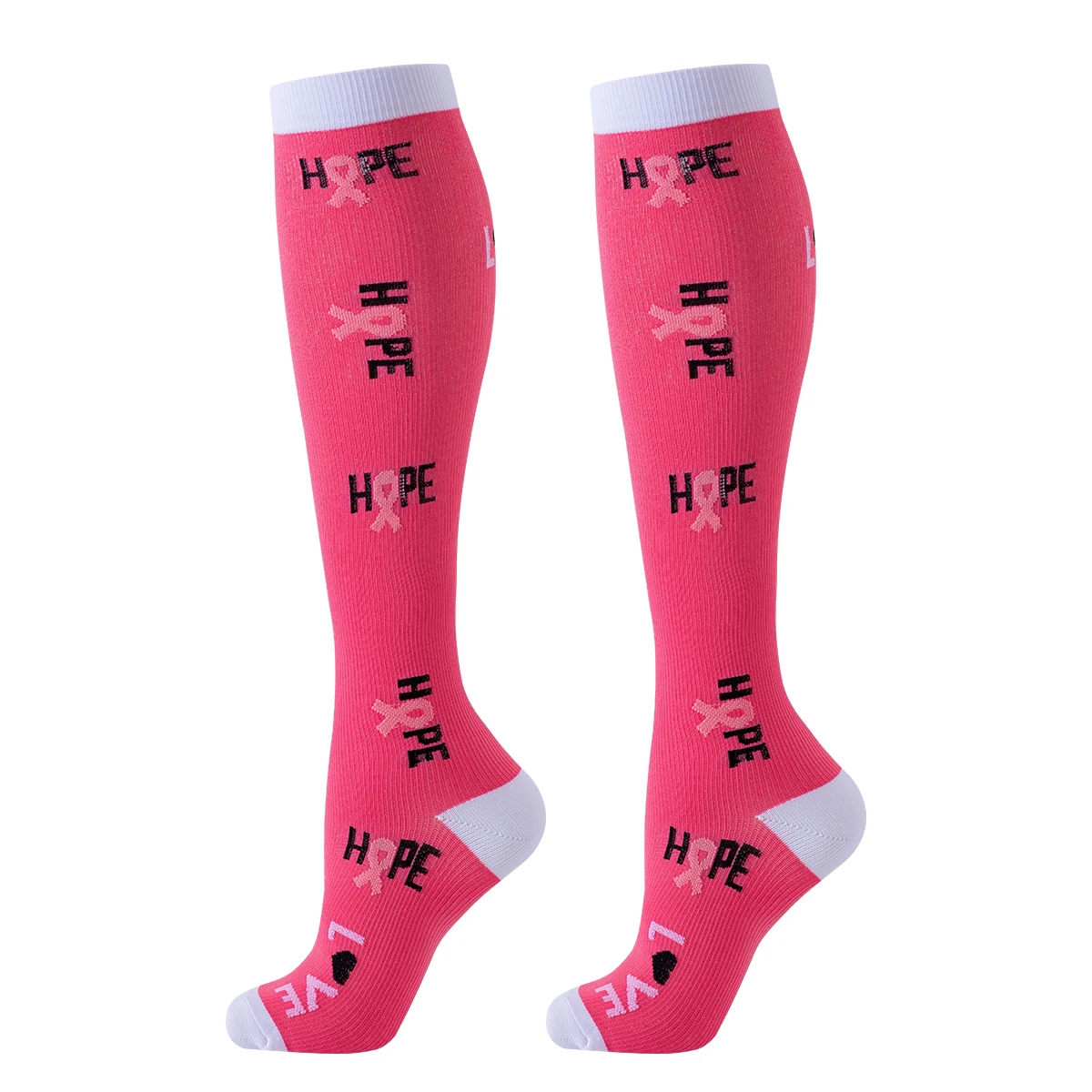 6 Pairs Ribbon Pink Compression Socks Nurse Compression Socks Sport Ladies Lady Women Running