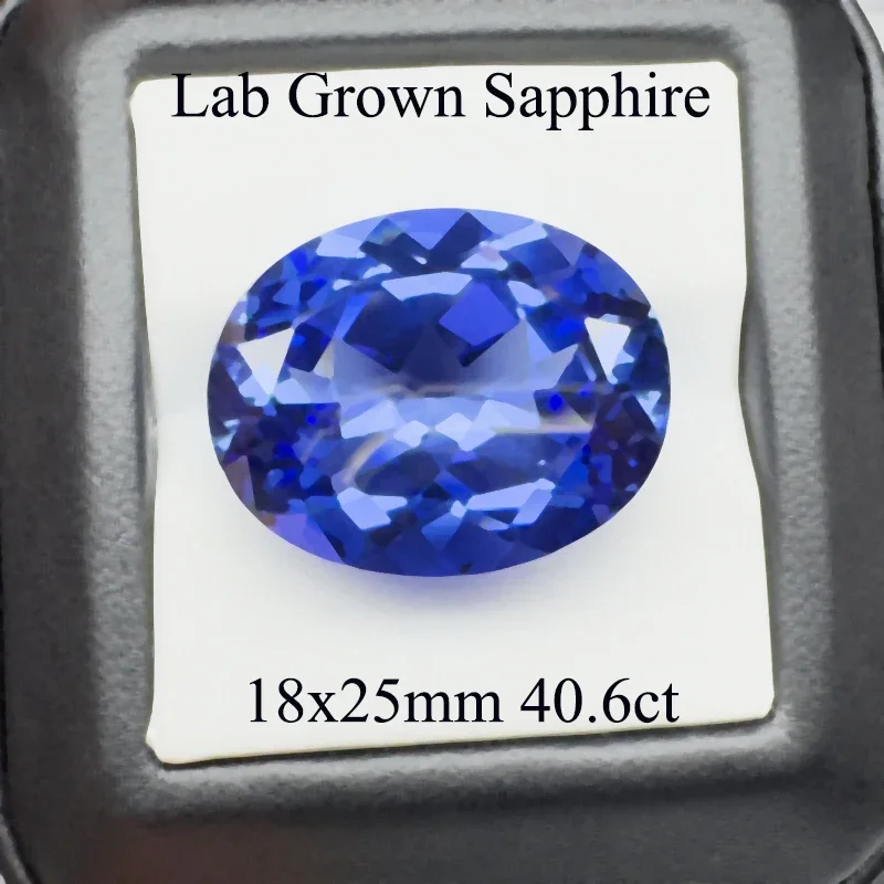 

NEW Lab Grown Sapphire Royal Blue Oval Cut 18x25mm 40.6ct VVS1 Gemstone for Diy Jewelry Making with AGL Certificate