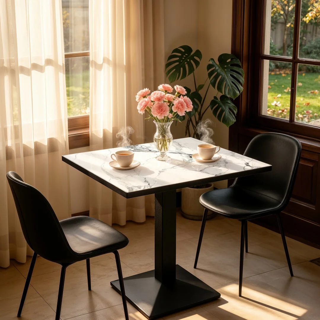 Rectangular Dining Table Bistro Tulip Design with Larger Pedestal Base for 2-4 People for Kitchen Living Room Bistro Restaurant