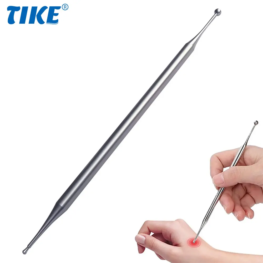 Acupuncture Pen, Dual Head Body Point Probe Tip Acupressure Stainless Steel Facial Reflexology Massage Tool Body Point Probe Pen