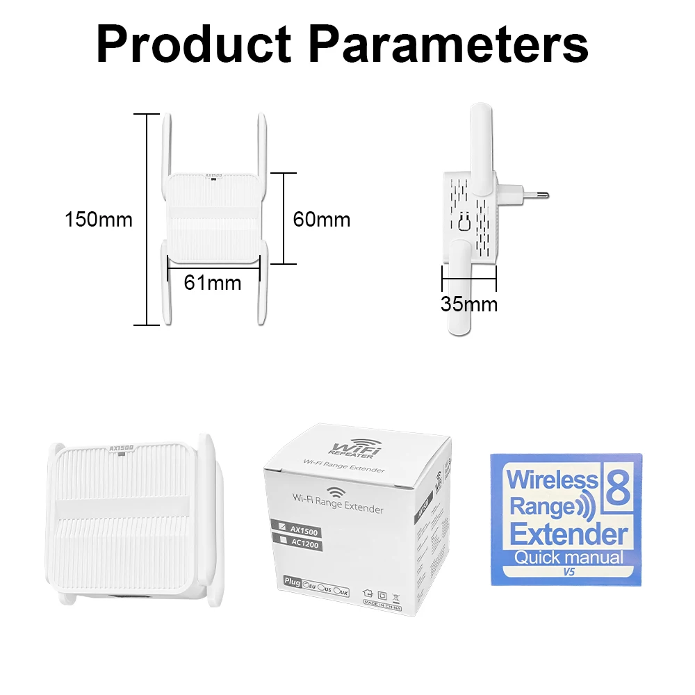 OPTFOCUS 1500Mbps واي فاي مكرر ثنائي النطاق Wifi6 اللاسلكية المدى موسع مكبر للصوت 2.4 جيجا هرتز 5 جيجا هرتز AX1500 إشارة الداعم #5