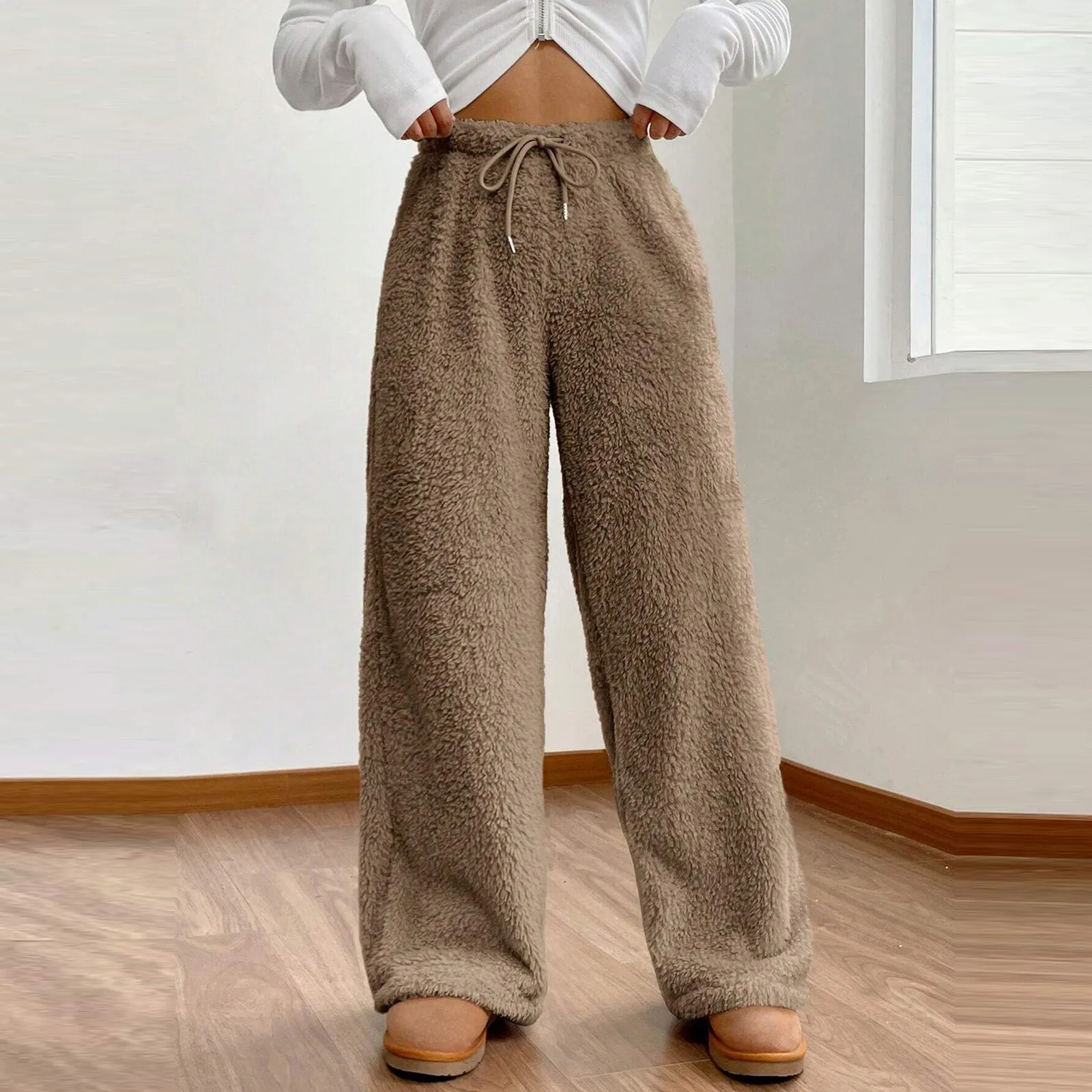 

Пижамные штаны для женщин, теплая зимняя однотонная одежда для сна, пижамы, плюшевые штаны, женская одежда для сна, модная домашняя одежда, брюки