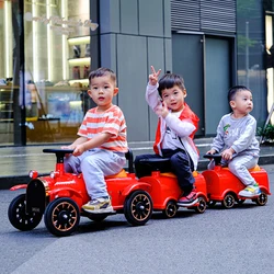 Manned Children's Electric Train Four-wheel Car Two Children Ride Simultaneously Baby Toy Music Stories English Early Education