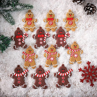 12pcs Gingerbread Man Ornaments, Hanging Christmas Tree Decorations, PVC Material, Festive Holiday Decor for Home & Party