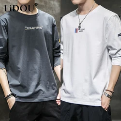Spring Autumn Fashion Trend Loose Casual T-shirts Men Long Sleeve Letter Print Tops Man Hip Hop All Match Y2K Male Street Wear