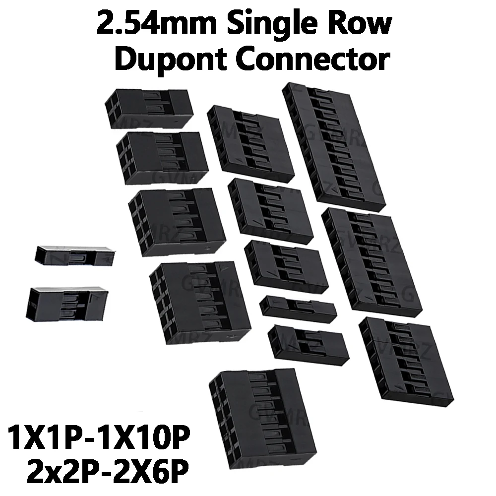 100PCS 1P/2P/3P/4P/5P/6P  Dupont Plastic Shell Plug 2.54mm Single Row Dupont Connector Housing 7P/8P/9P/10P