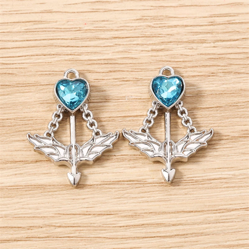 5 Stück 19x16mm Niedliche Kristall-Metall-Pfeil-Anhänger für Schmuckherstellung, Ohrhänger, Halsketten, Armbänder, DIY-Bastelbedarf – Detail 13