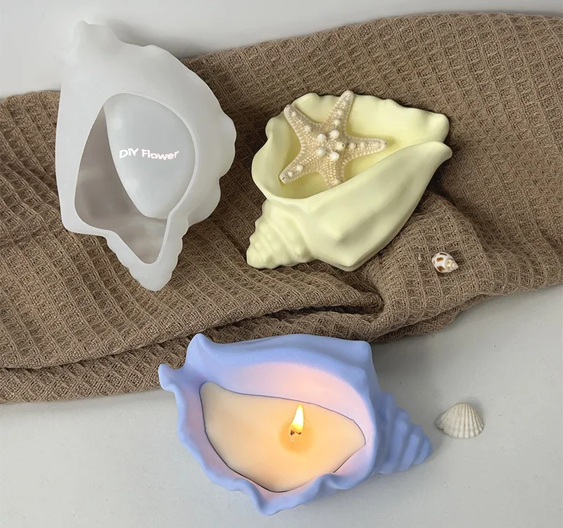 

Conch Shell Silicone Mold for Cement Candle Seashell Trinket Storage Tray Vase Plaster Mould Home Decor Making