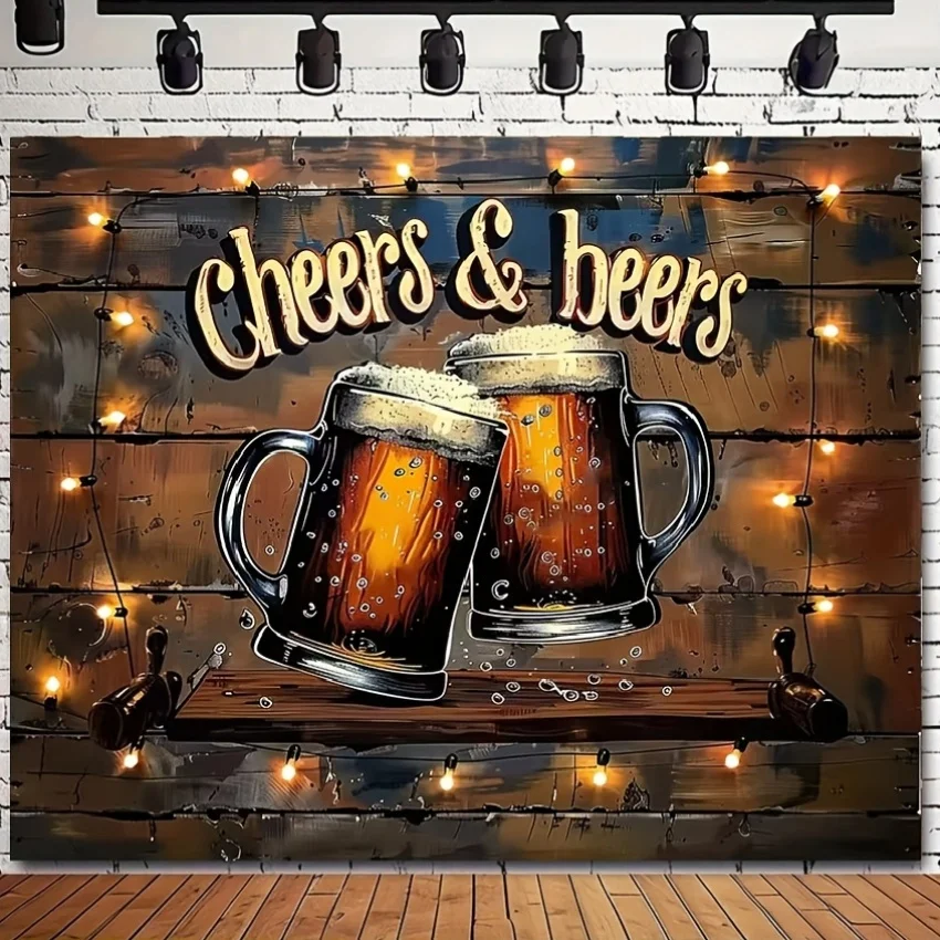

«Cheers & Beers» Полиэстеровый гобелен Многоразмерный настенный декор для бара, паба, атмосфера домашней вечеринки"